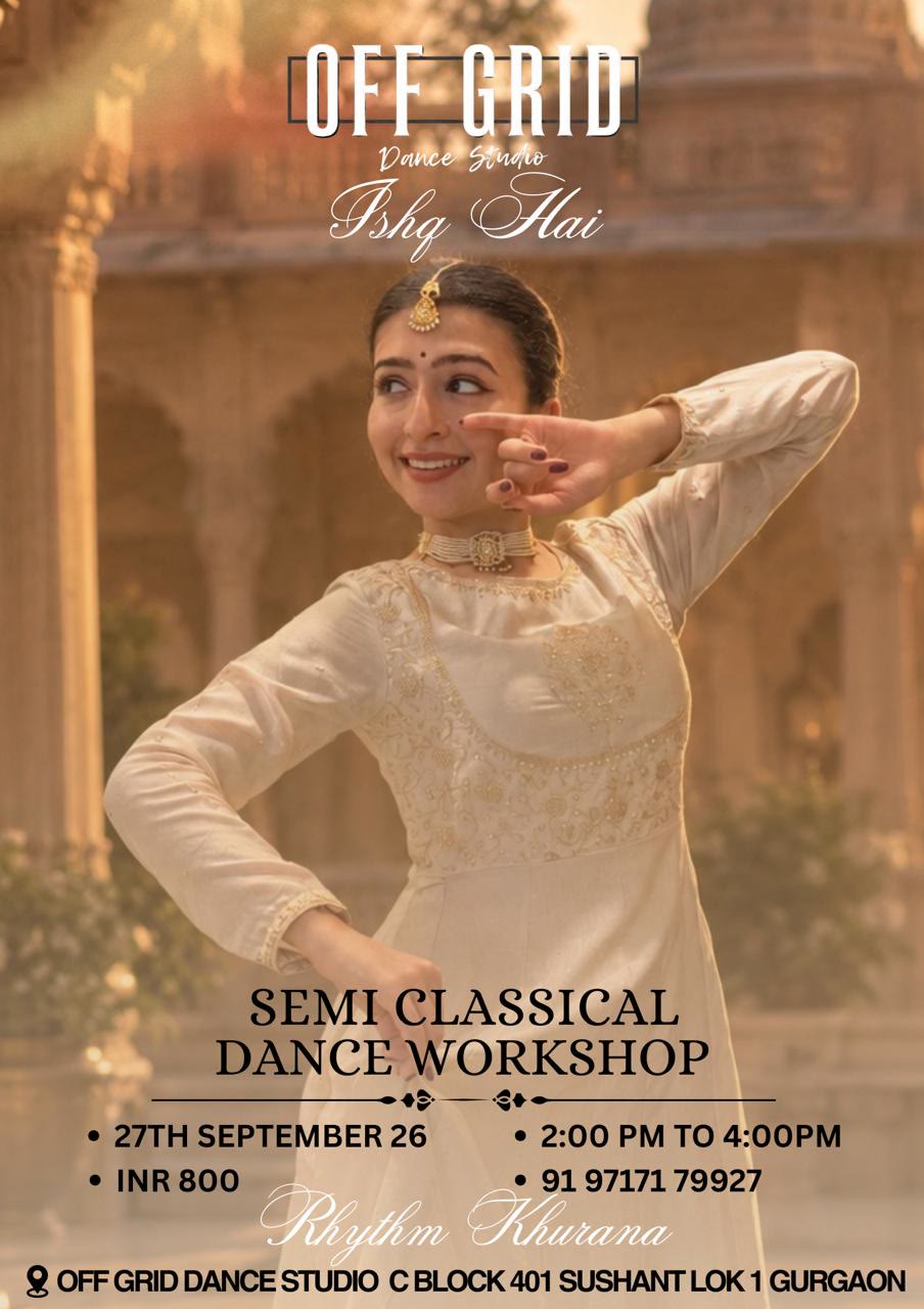 Ishq Hai semi-classical dance workshop poster, Off Grid Dance Studio Gurgaon